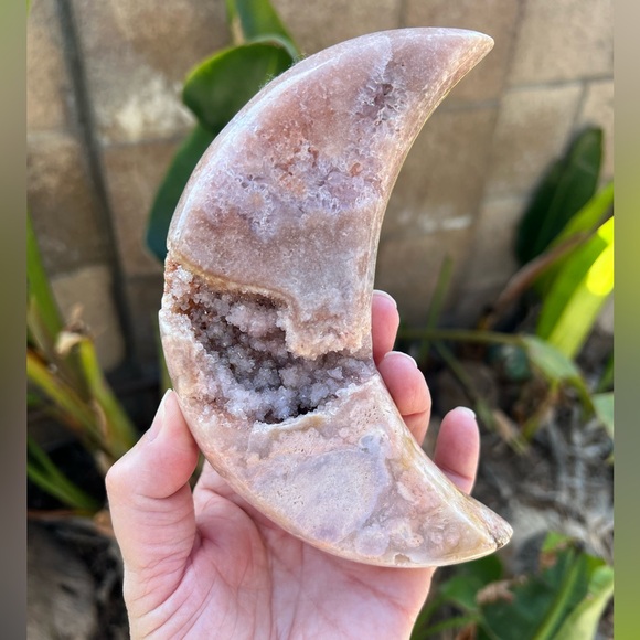 Pink Amethyst Crystal Moon with Purple, Quartz and a Sugar Druzy - Picture 6 of 11